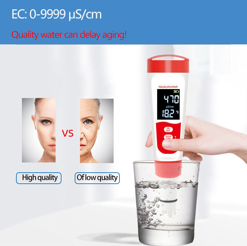 4-in-1 Portable Water Quality Meter with CE Approval for pH TDS EC and TEMP Measurement